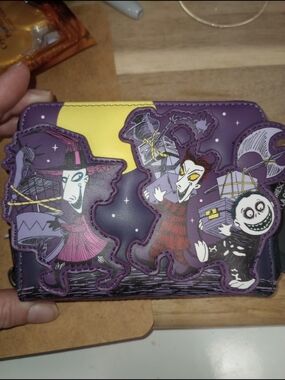 Loungefly Purple Yellow Nightmare Before Christmas Character Wallet